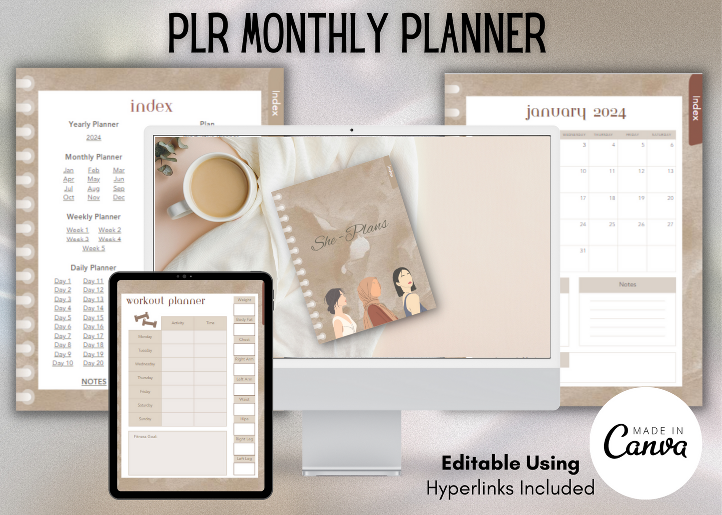 PLR She-Plans Digital Planner (Editable)