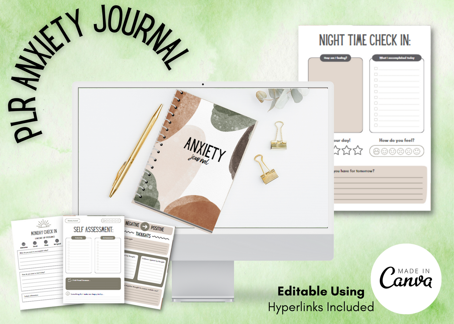 PLR Digital Anxiety Journal (Editable)