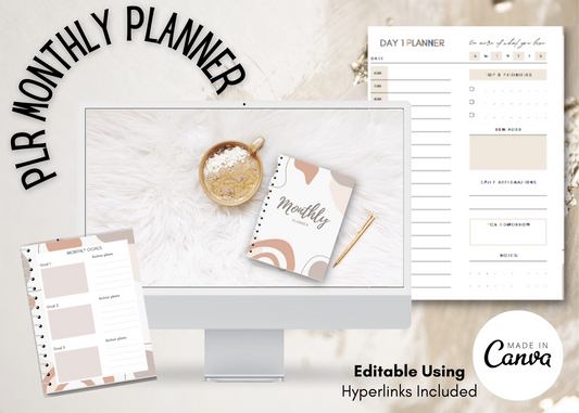 PLR Modern Digital Monthly Planner (Editable)