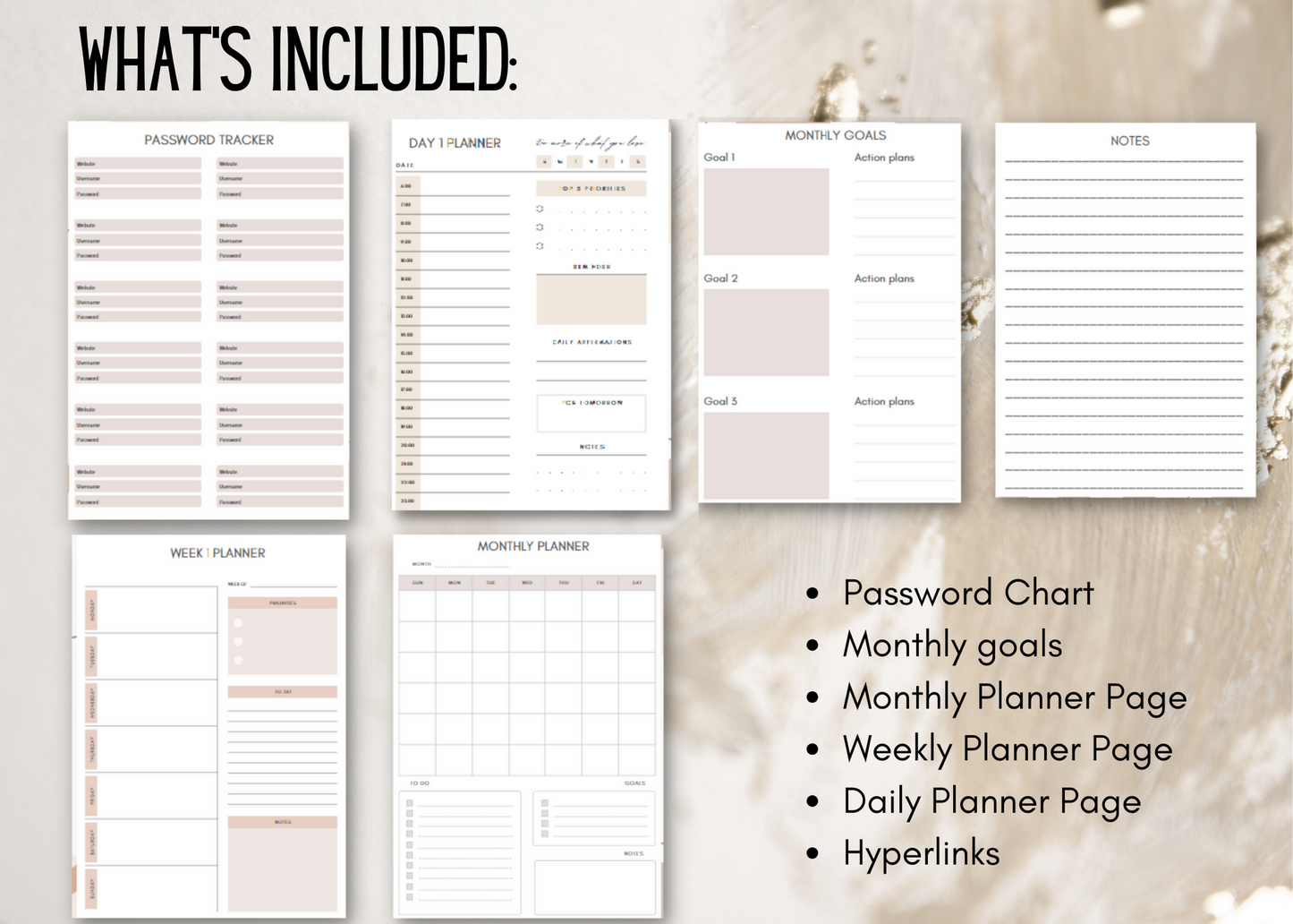 PLR Modern Digital Monthly Planner (Editable)