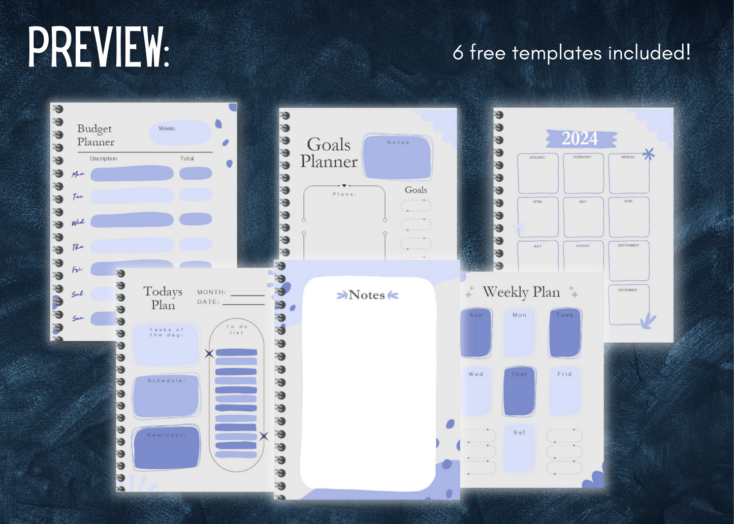 Freebie! Digital Blue Planner Templates (Editable)