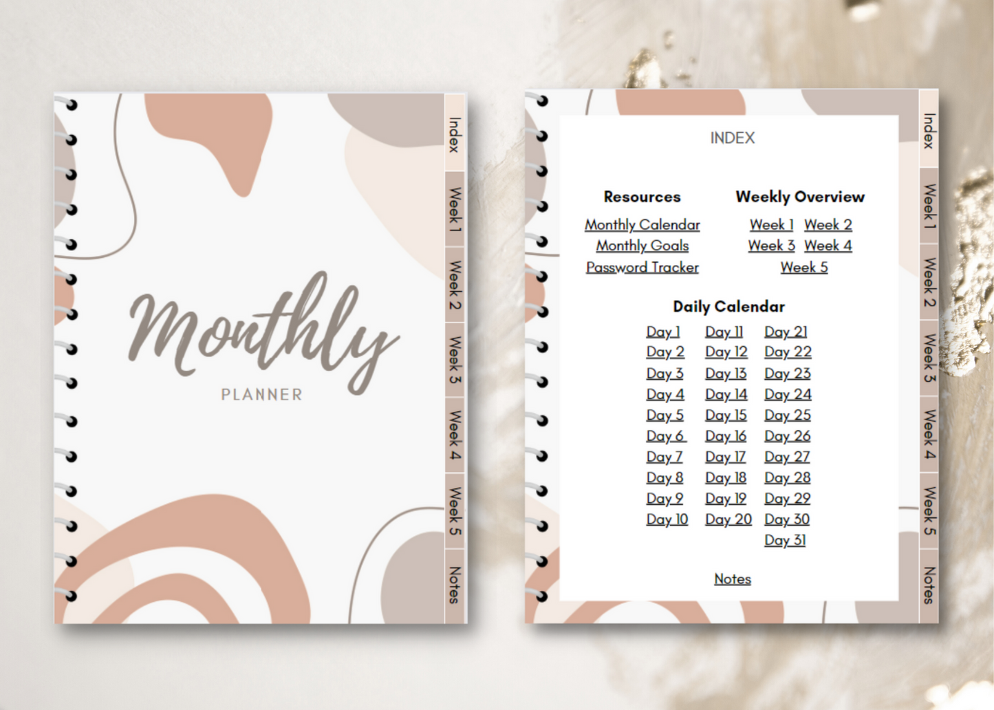 PLR Modern Digital Monthly Planner (Editable)