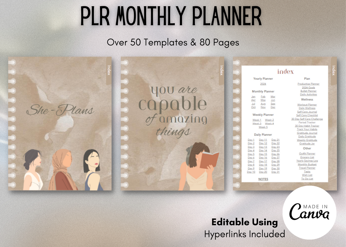 PLR She-Plans Digital Planner (Editable)